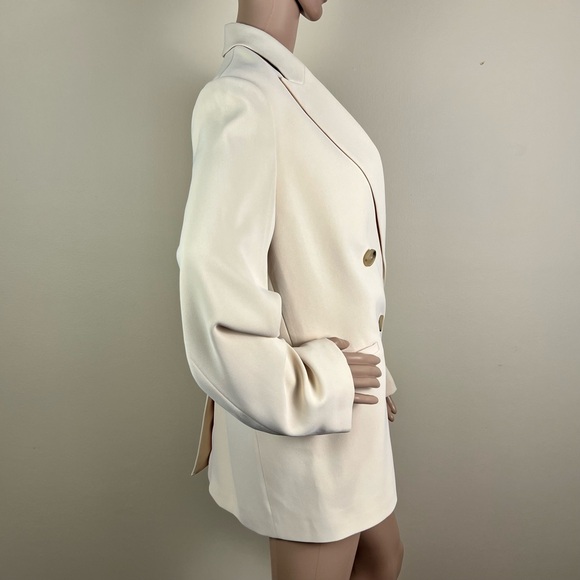 VINCE REVOLVE BEIGE CREPE DOUBLE-BREASTED BLAZER - Picture 6 of 13